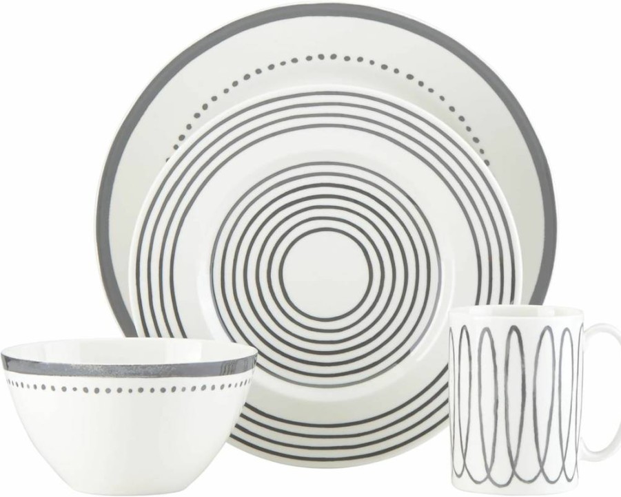 Kate Spade New York Charlotte Street 9" Decorative Accent Plate in Slate Taupe Grey - Elegant Home Tableware Dish