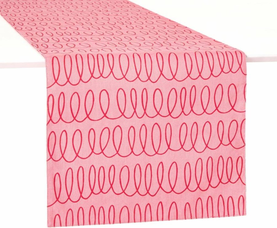 Kate Spade New York Reversible Table Runner - In The Loop & Joy Dot Design, 100% Cotton, Cream/Navy Blue, 15x72 Inches, Machine Washable Dining Decor