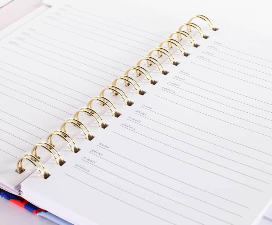 Kate Spade New York Floral Leatherette Address Book with A-Z Tabs, 146 Contact Pages & Birthday/Anniversary Calendar - Swing Flora Design, Navy Blue