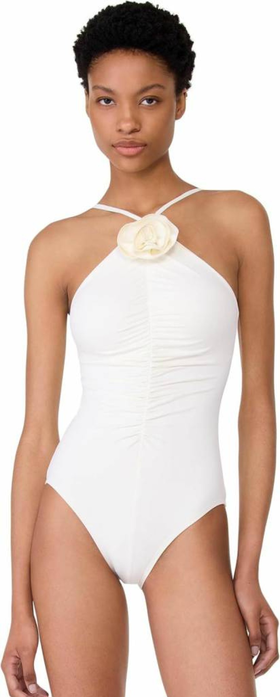 Kate Spade New York Women's Floral High-Neck One-Piece Swimsuit with Rosette Detail