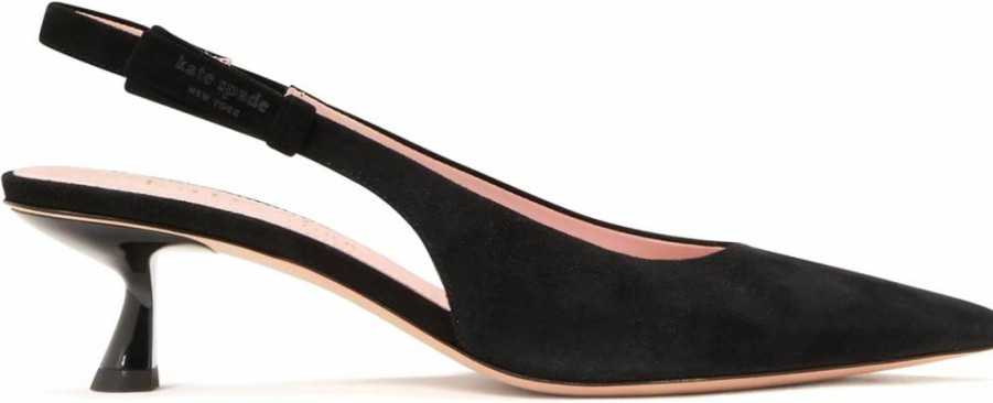 Kate Spade New York Women's Riley Suede Slingback Pump with Kitten Heel - Elegant Low Heel Shoes for Women