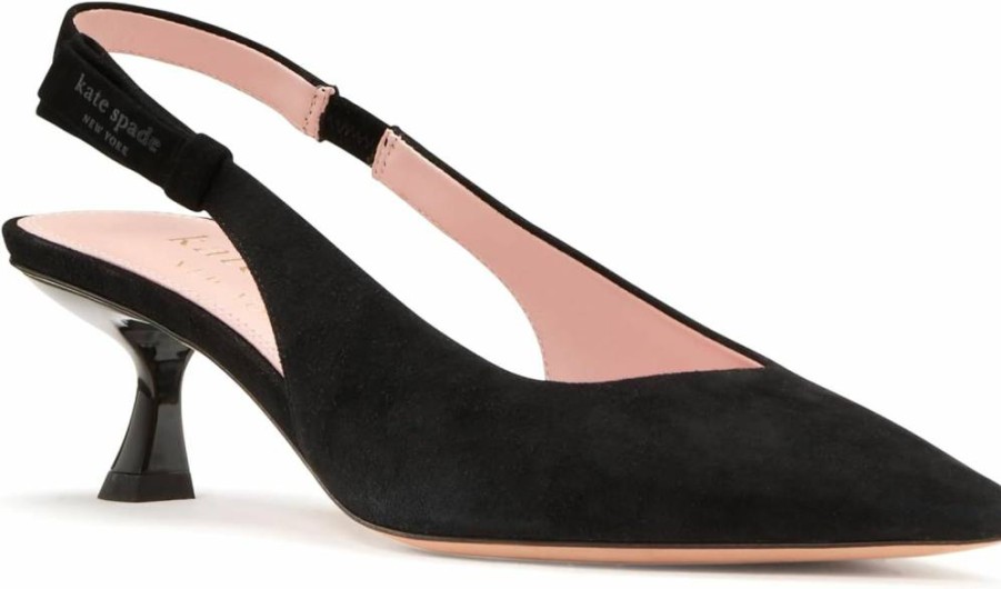 Kate Spade New York Women's Riley Suede Slingback Pump with Kitten Heel - Elegant Low Heel Shoes for Women