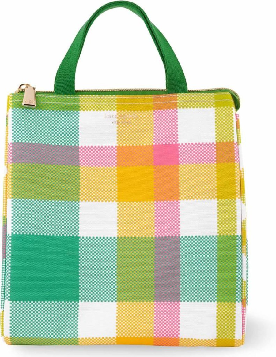 Kate Spade New York Insulated Lunch Tote for Women - Large Thermal Lunch Bag with Silver Interior & Storage Pocket, Painterly Strokes Design