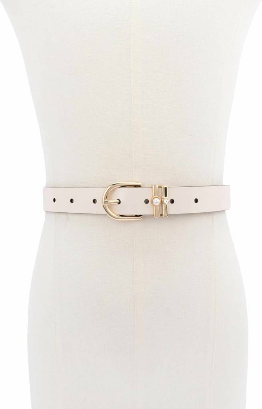 Kate Spade New York Women's Adjustable Leather Belt with Pearl & Heart Buckle, 1 Inch Width, Fashion Accessory