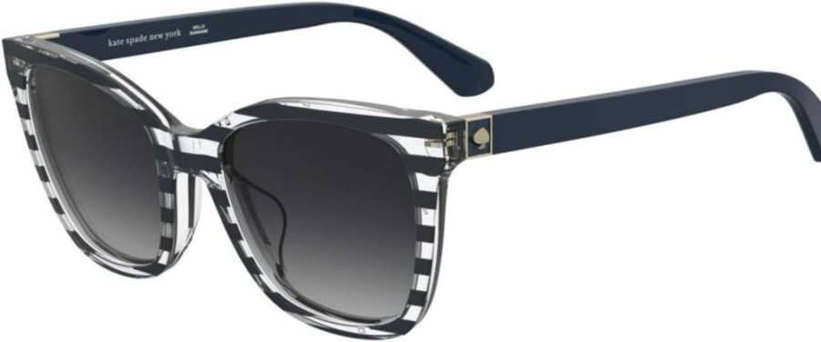 Kate Spade New York Women's Designer Rectangular Sunglasses, Blue Tortoise Frame, 55mm Lens Width, 20mm Bridge
