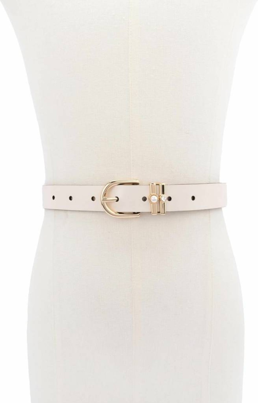 Kate Spade New York Women's Adjustable Leather Belt with Pearl & Heart Buckle, 1 Inch Width, Fashion Accessory