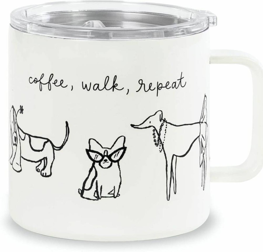 Kate Spade New York 16oz Stainless Steel Travel Mug - Double Wall Insulated Tumbler for Hot & Cold Drinks, Reusable Coffee Cup with Handle & Lid