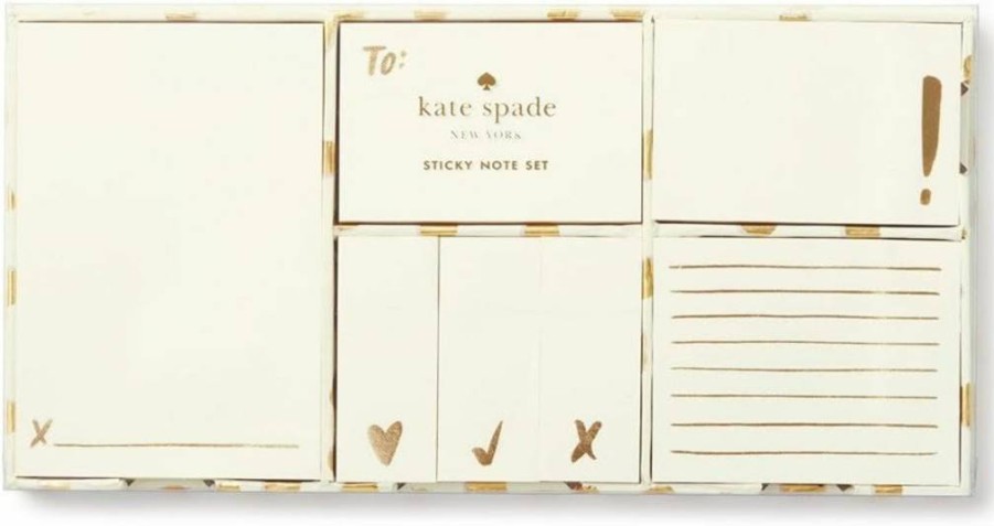 Kate Spade New York Flamingo & Gold Dot Design Women's Sticky Note Set (176255) - Stylish Stationery