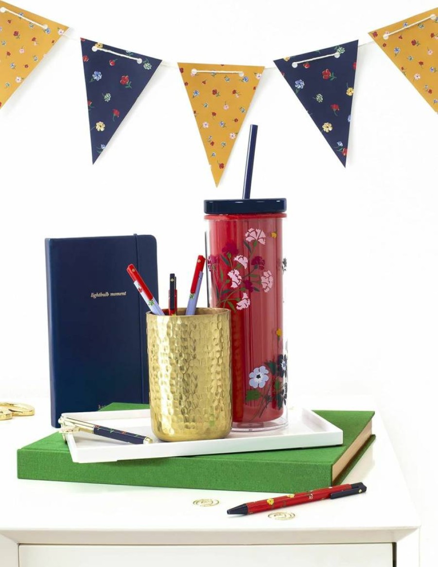 Kate Spade New York Floral Print Retractable Click Pens - Set of 5 Black Ink Writing Pens for Journaling, Office & Gifts (Garden Toss Design)