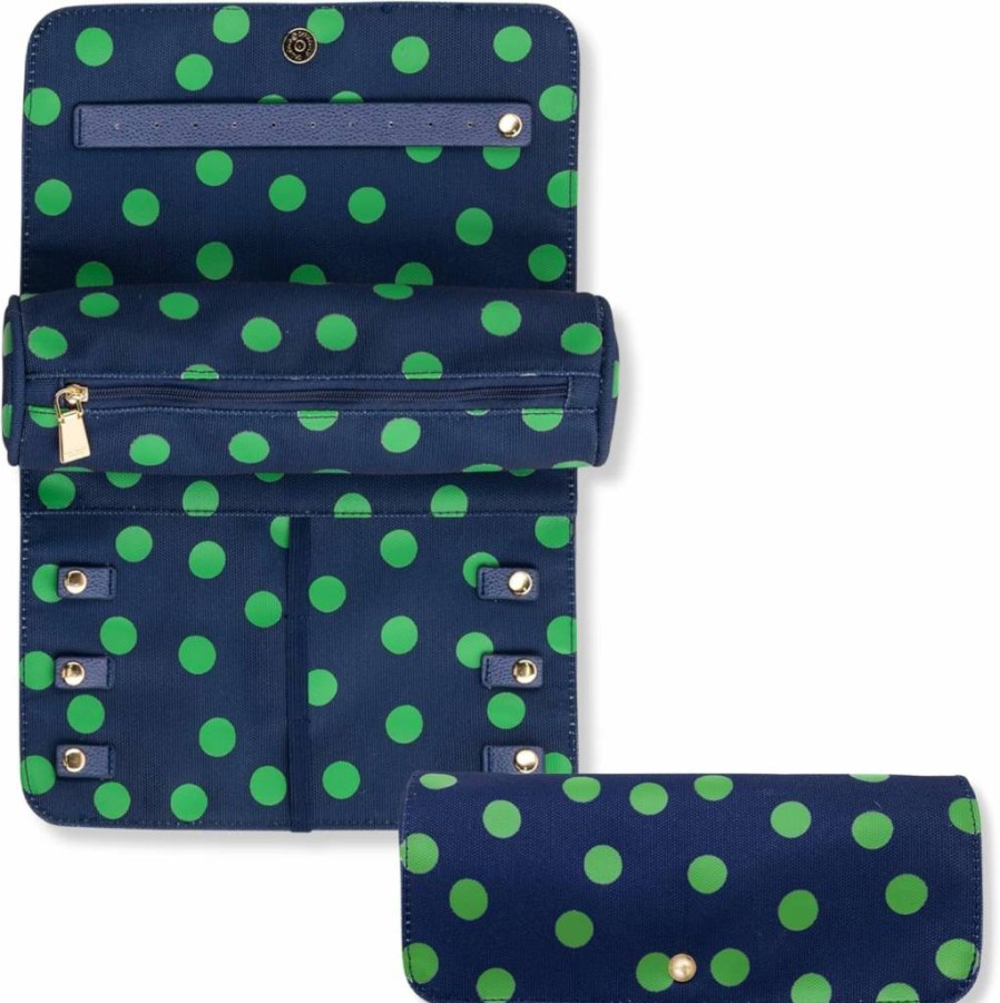 Kate Spade New York Sonnet Dot Jewelry Organizer - Portable Travel Jewelry Box for Necklaces, Rings, Bracelets - Compact Fabric Jewelry Case for Women