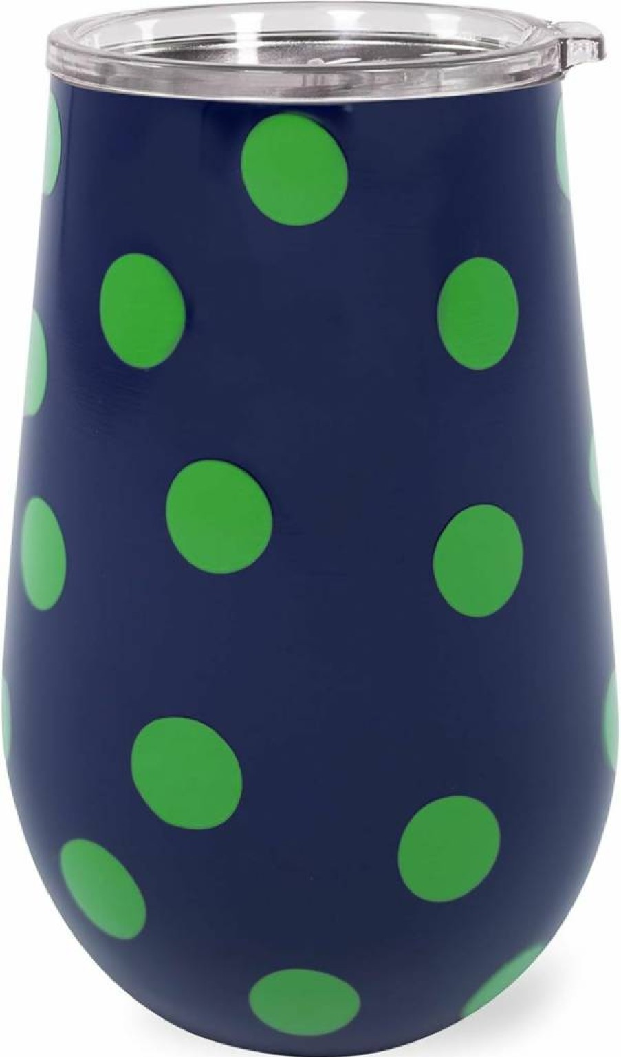 Kate Spade New York 16oz Stainless Steel Wine Tumbler - Insulated Double Wall Travel Cup with Lid, Blue Sonnet Dot Design, Stemless Wine Glass for On-the-Go