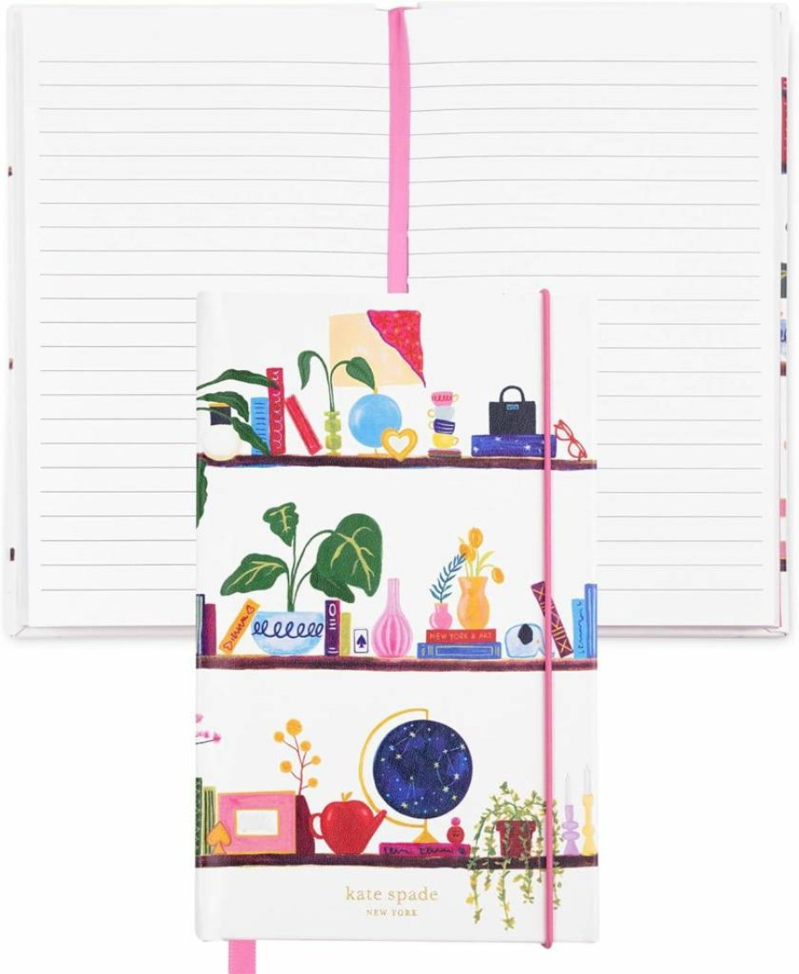 Kate Spade New York Vegan Leather Hardcover Journal - Take Note Large Lined Notebook, 8.25" x 5.25" Diary, Charmed Library Design, 168 Pages Writing Pad