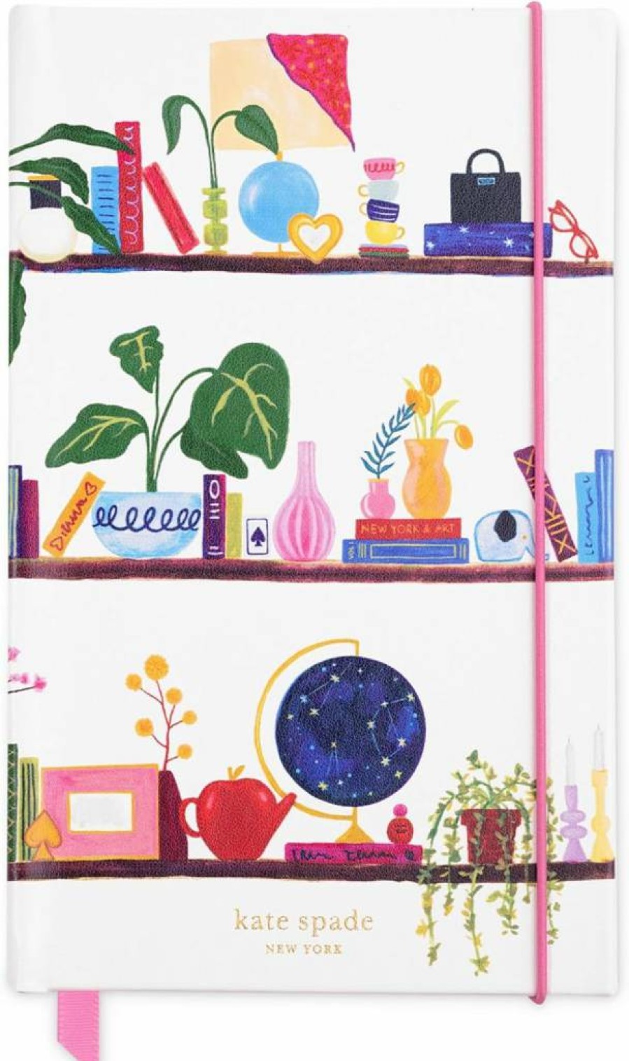 Kate Spade New York Vegan Leather Hardcover Journal - Take Note Large Lined Notebook, 8.25" x 5.25" Diary, Charmed Library Design, 168 Pages Writing Pad