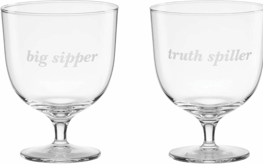 Kate Spade New York Truth Spiller & Big Sipper Wine Glasses Set - 2-Piece Short Stemware for Cocktails and Drinks