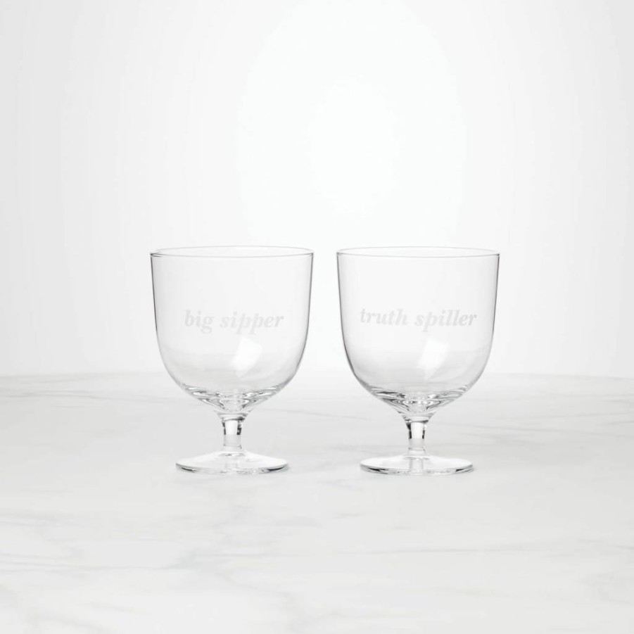 Kate Spade New York Truth Spiller & Big Sipper Wine Glasses Set - 2-Piece Short Stemware for Cocktails and Drinks