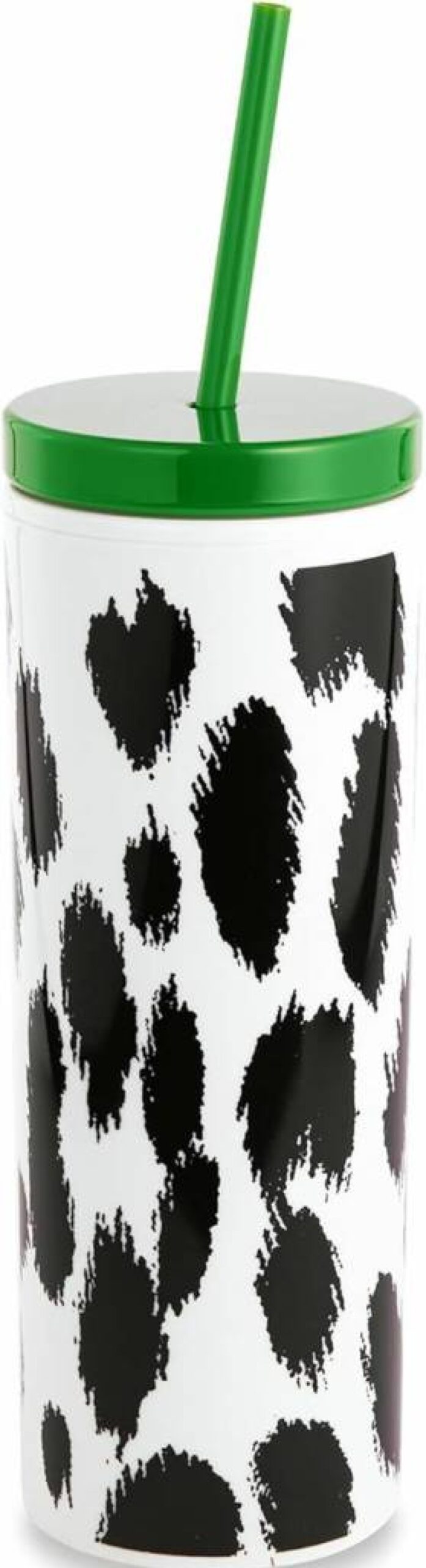 Kate Spade New York 24oz Leopard Print Insulated Tumbler with Lid & Reusable Straw, Acrylic Travel Cup for Hot & Cold Drinks