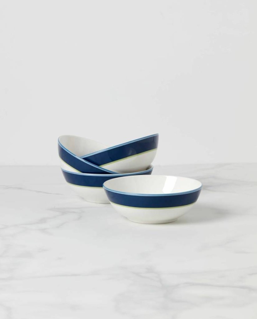 Kate Spade New York Colorful Ceramic Bowls Set of 4, 3.5-Inch Decorative Serving Bowls in Pink & Blue, All-Purpose Small Bowls for Dessert & Snacks