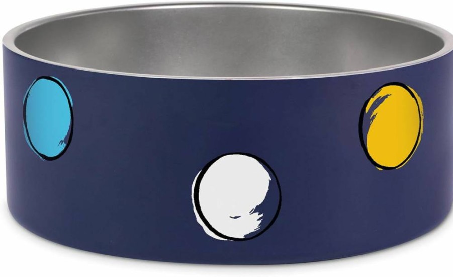 Kate Spade New York Stainless Steel Pet Bowl for Dogs - 16oz Non-Slip Food & Water Dish, Raining Cats & Dogs Design, Small & Medium Dog Bowl