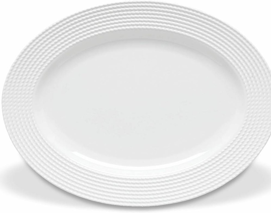 Kate Spade New York White 16-Inch Oval Serving Platter – Elegant Wickford Collection Dish for Entertaining