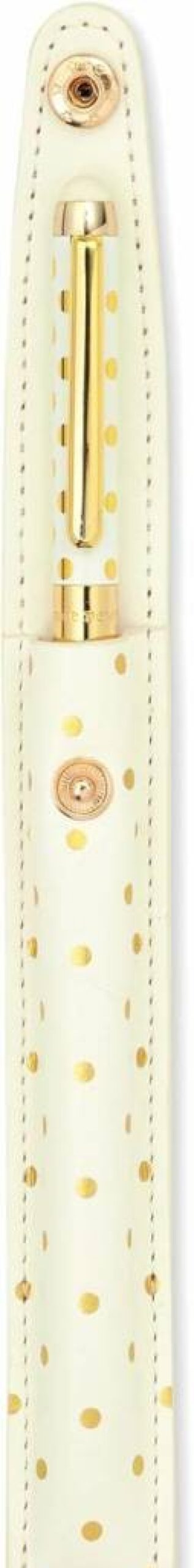 Kate Spade New York Gold Dots Ballpoint Pen with Stylus Tip & Storage Pouch - Black Ink Retractable Writing Pen