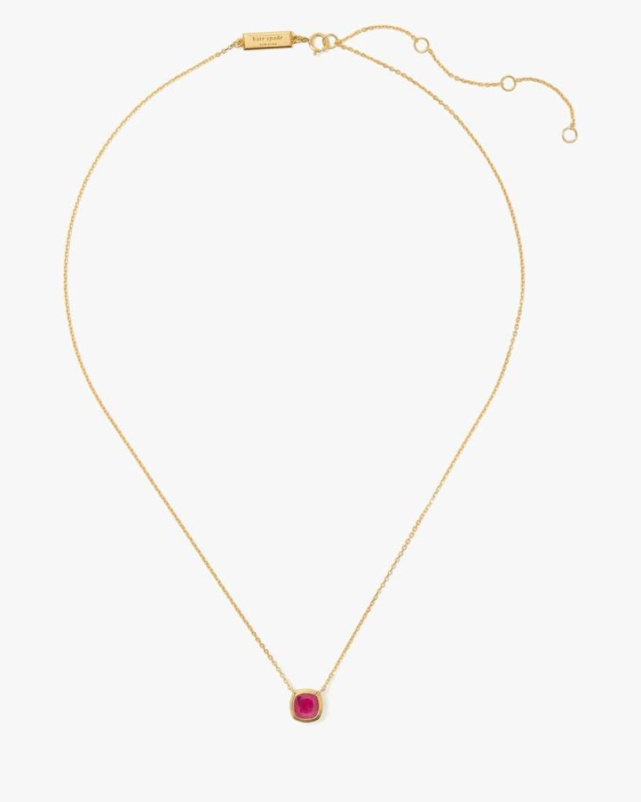 Kate Spade New York Gold-Tone Ruby Gemstone Pendant Necklace - Time To Shine Collection