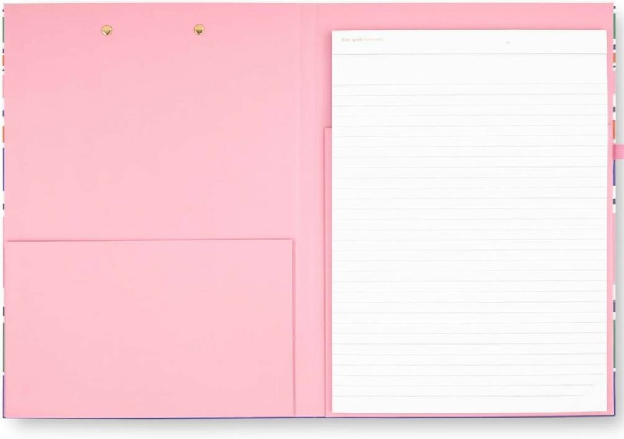 Kate Spade New York Ocean Stripe A4 Clipboard Folio with Notepad, Pen Loop & Pocket - Professional Padfolio for Work & Office