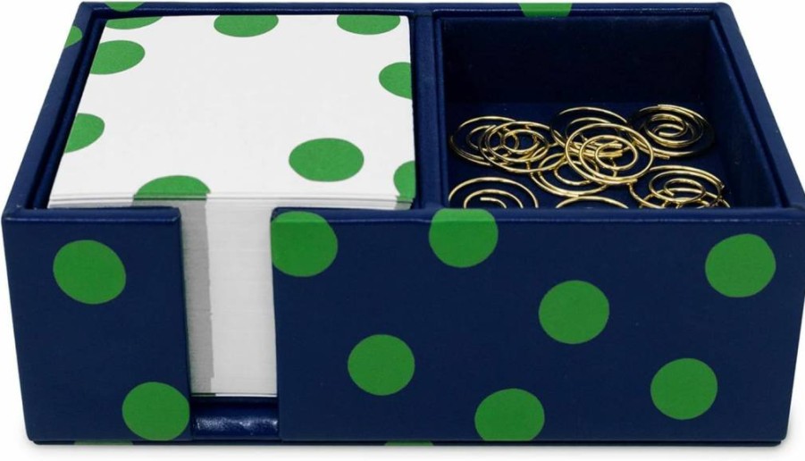 Kate Spade New York Sonnet Dot Desktop Organizer Set with Notepad and Metal Paper Clips, Office Desk Accessories