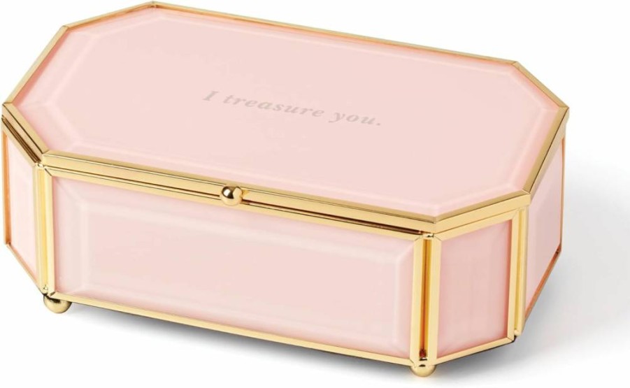 Kate Spade New York Green Jewelry Box with "I Treasure You" Engraving - Elegant Gift Box for Jewelry Storage