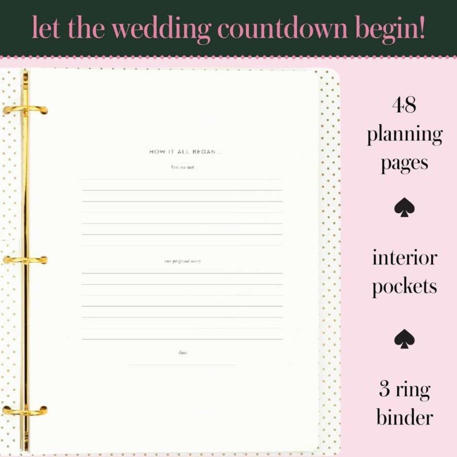 Kate Spade New York Wedding Planner Organizer Binder - Rose Floral Design for Budget, Invitations, Checklists & Notes