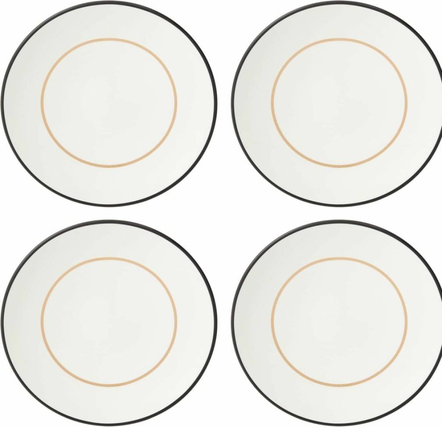 Kate Spade New York Black & Gold Make It Pop 4-Piece Accent Plates Set, 4.65-Inch Decorative Dessert Plates