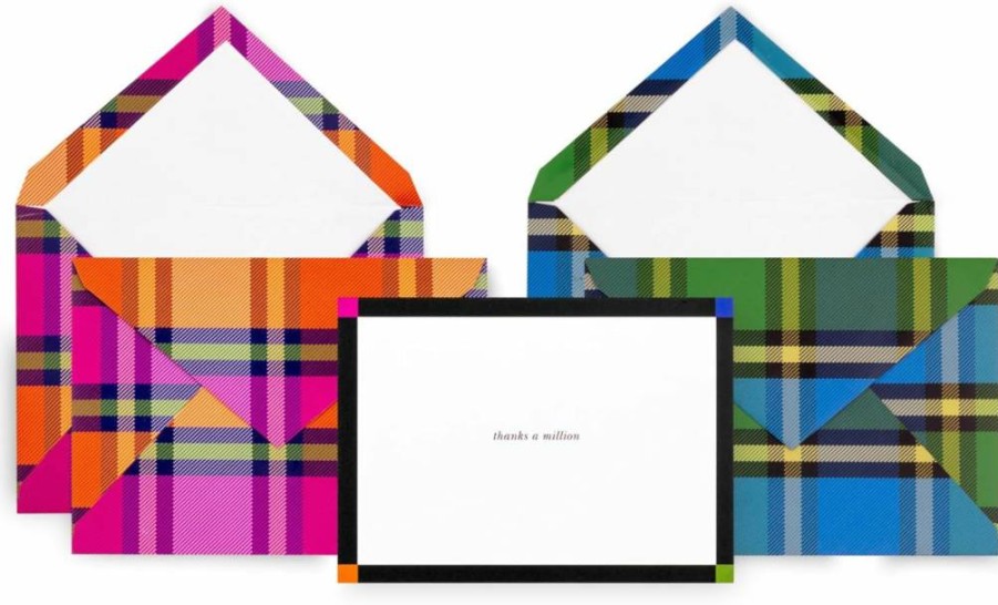 Kate Spade New York Grand Plaid Thank You Cards Stationery Set - 10 Cards & Envelopes for Holidays, Celebrations, Gifts