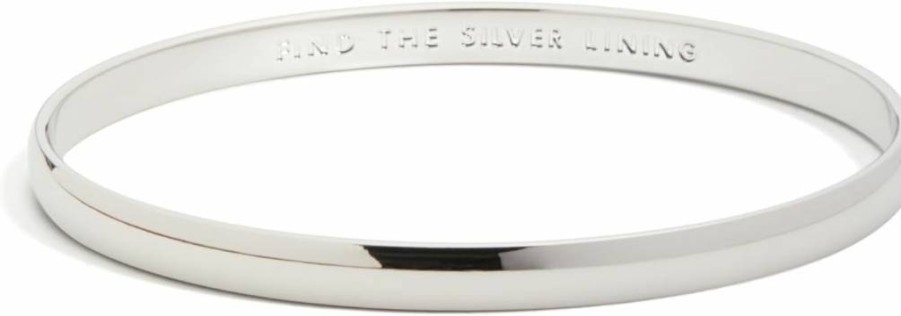 Kate Spade New York Silver Tone "Find The Silver Lining" Idiom Bangles Adjustable Bangle Bracelet for Women