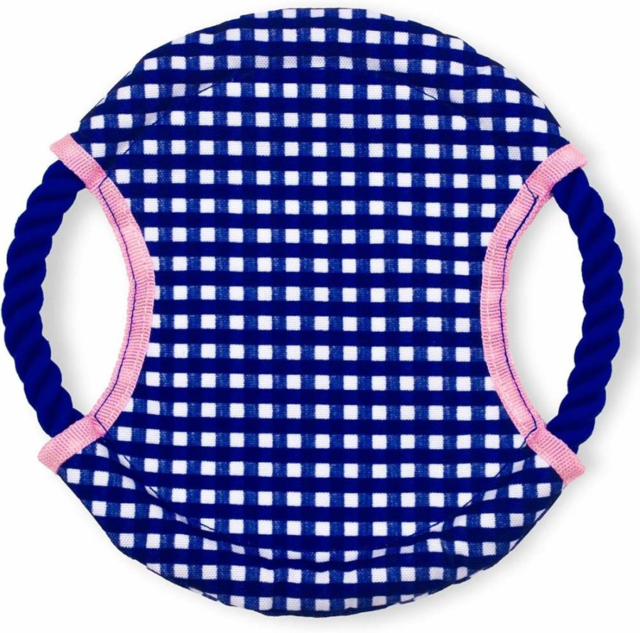 Kate Spade New York Gingham Dog Toy - Soft Durable Fabric Rope Frisbee for Fetch & Tug, Pet Toy for Small Medium Large Breeds