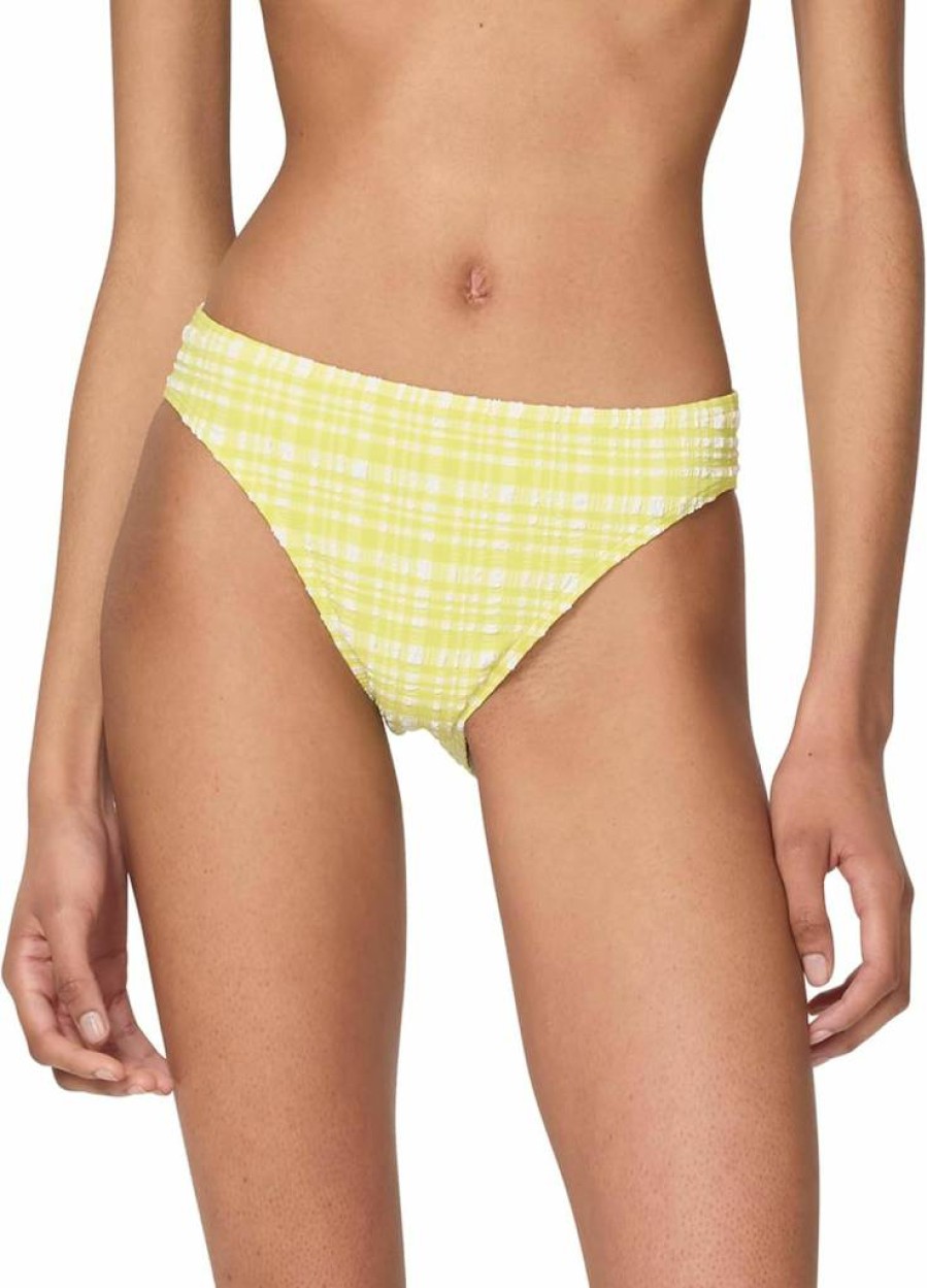 Kate Spade New York Women's High Waisted Plaid Bikini Bottom - Ocean Blue Checkered Swimwear