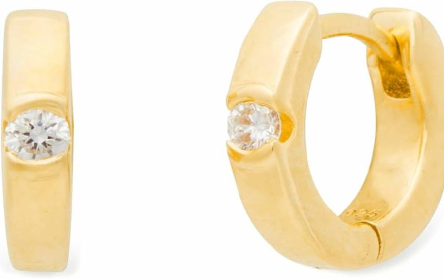 Kate Spade New York Meant To Be Diamond Huggie Earrings - Sterling Silver Gold Hoops with Sparkling Stones