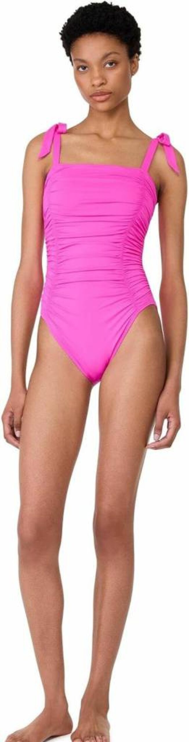Kate Spade New York Women's One Piece Dress with Shirred Front and Bow Shoulder Detail