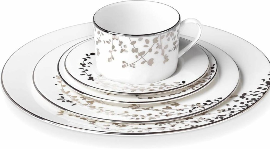 Kate Spade New York Gardner Street Platinum Bread Plate – Elegant Serving Dish for Entertaining, 0.40 lb