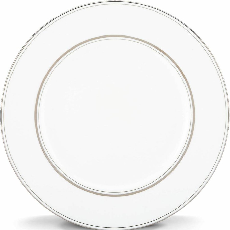 Kate Spade New York Library Lane 13-Inch White Oval Serving Platter, 3.45 lbs, Platinum Trim