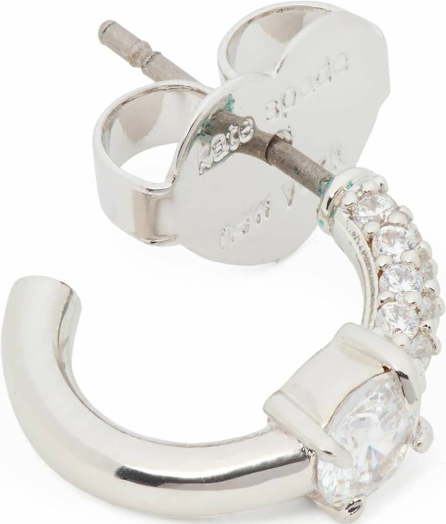 Kate Spade New York Silver Clear Hint Of Shimmer Huggie Earrings for Women