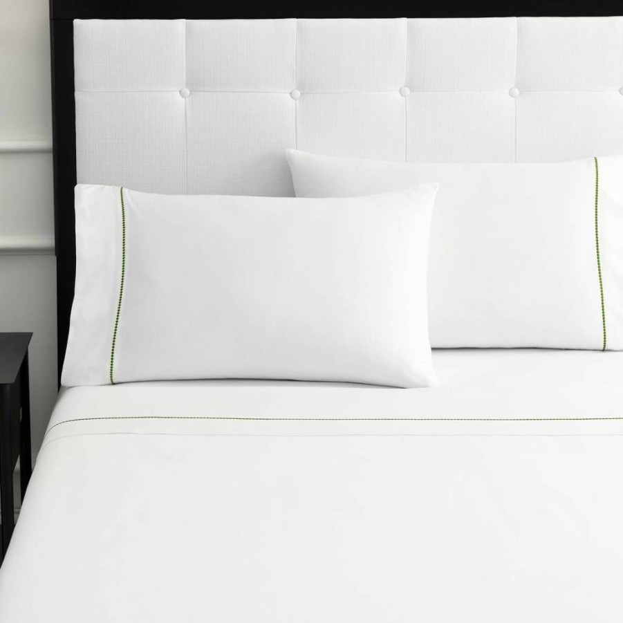 Kate Spade New York 4-Piece Dot King Bedding Set - 100% Cotton, 300 Thread Count, All-Season Comfort, Machine Washable in White & Green