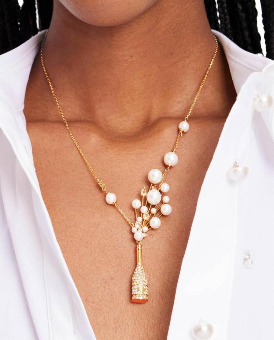 Kate Spade New York Cheers To That Champagne Gold Statement Necklace Pendant