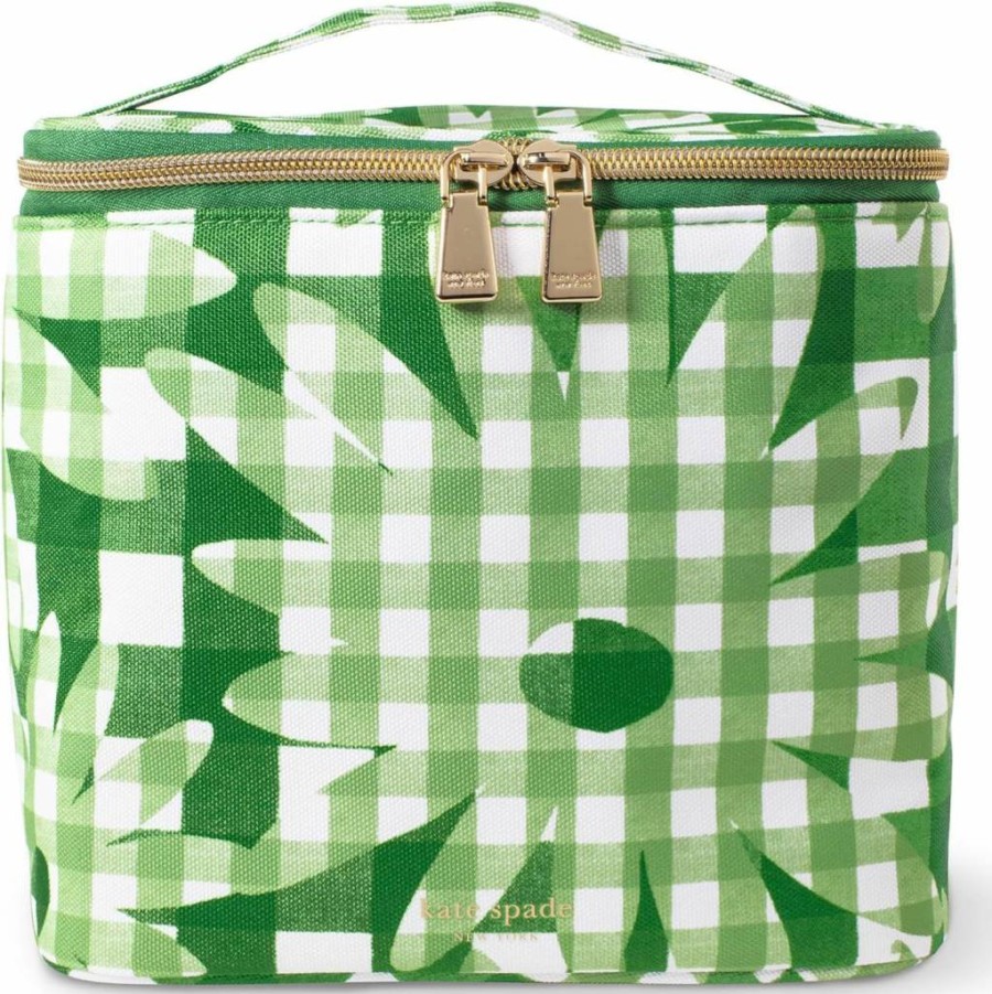 Kate Spade New York Insulated Lunch Bag - Thermal Tote with Double Zipper, Daisy Gingham Pattern, Portable Cooler for Work & Picnics