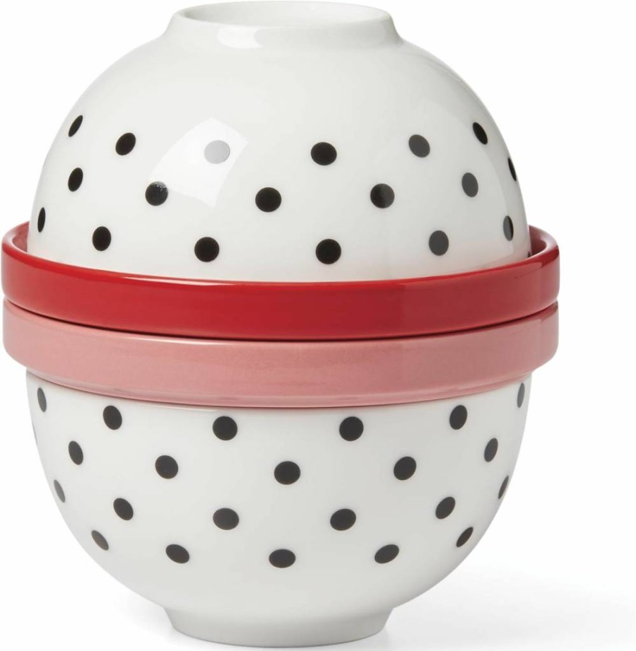 Kate Spade New York 8-Piece Mini Nesting Bowl Set, White & Multicolor Ceramic Kitchenware for Stylish Dining