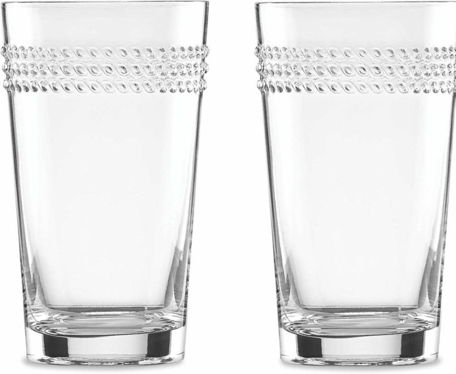 Kate Spade New York Wickford 2-Piece Highball Glass Set - Clear Drinking Glasses for Cocktails & Beverages, 1.9 LB