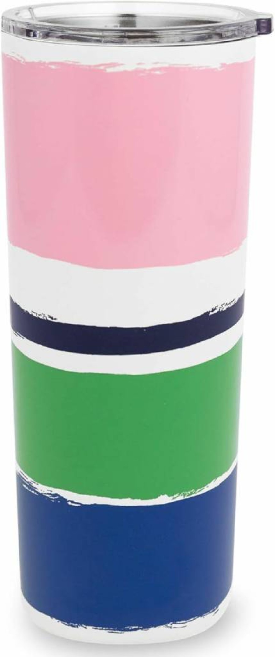 Kate Spade New York 24oz Floral Ocean Stripe Stainless Steel Travel Tumbler, Double Wall Insulated Cup with Lid