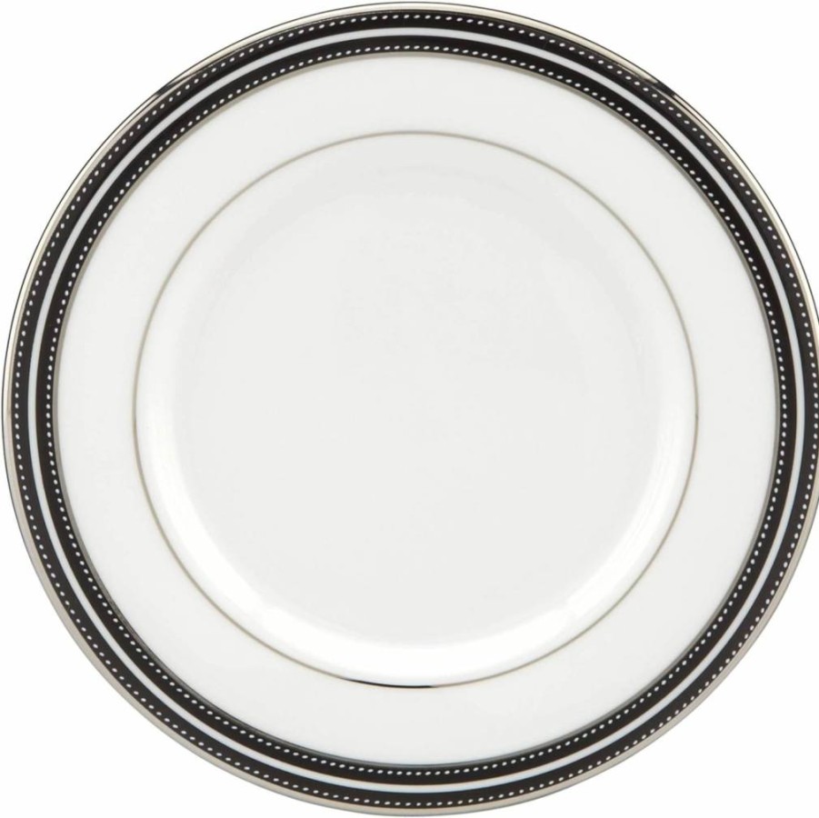 Kate Spade New York Union Street Black Saucer Plate, 0.4 lb, Stylish Dinnerware for Modern Dining