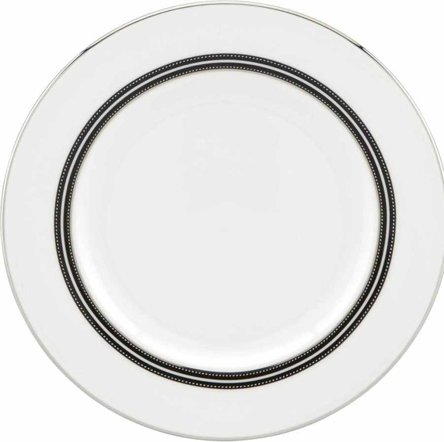 Kate Spade New York Union Street Black Saucer Plate, 0.4 lb, Stylish Dinnerware for Modern Dining