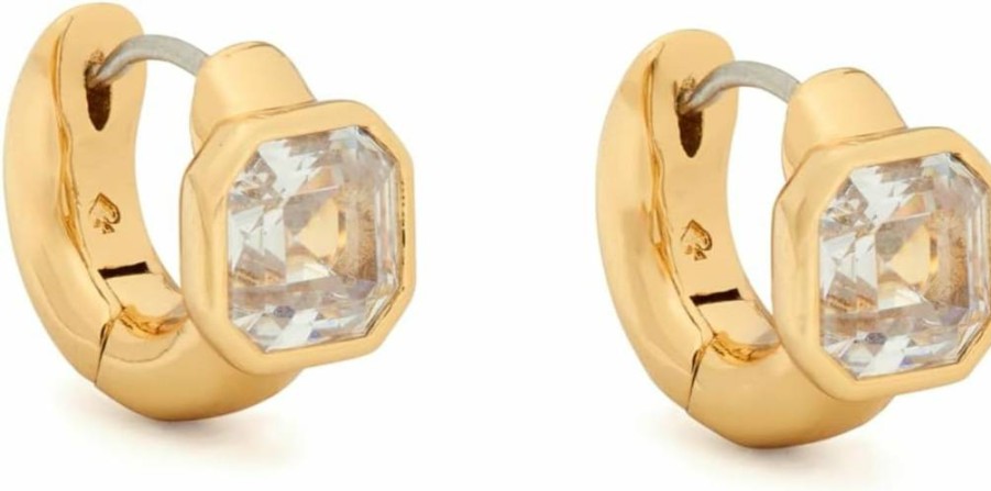Kate Spade New York Keep Sparkling Asscher Cut Huggie Hoop Earrings