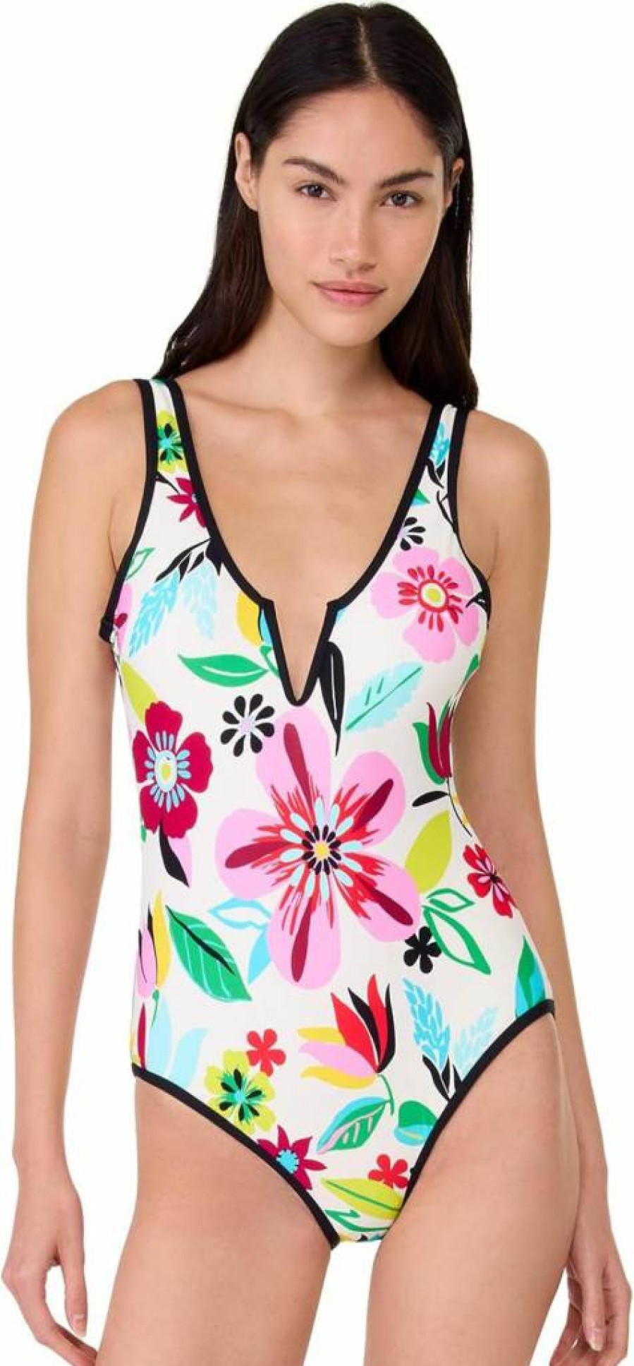 Kate Spade New York Women's Floral Print V-Wire One-Piece Swimsuit | Safari-Inspired Design