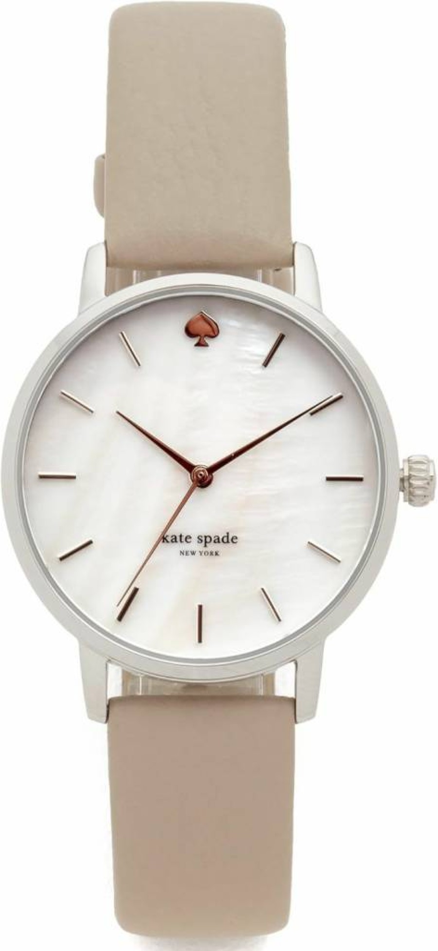 Kate Spade New York Women's Metro Stainless Steel Watch with Leather Band - Silver & Gray Quartz Three-Hand Design